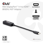 CLUB3D CAC-1188 videokabeladapter 0,09 m Mini DisplayPort HDMI Svart