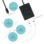 i-tec C31DUAL4KDP USB-grafikadapter 3840 x 2160 pixlar Svart