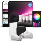 Philips Hue White och Color Ambiance Startpaket: 3 st E27 smarta ljuskällor + Dimmer