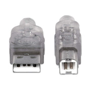 Manhattan 333405 USB-kablar USB 2.0 1,8 m USB A USB B 0,48 Gbit/s Silver