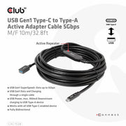 CLUB3D CAC-1538 USB-kablar USB 3.2 Gen 1 (3.1 Gen 1) 10 m USB C USB A 5 Gbit/s Svart
