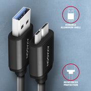 Axagon BUMM3-AM10AB USB-kablar USB 3.2 Gen 1 (3.1 Gen 1) 1 m Micro-USB B USB A 5