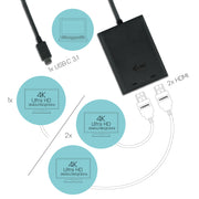 i-tec C31DUAL4KHDMI USB-grafikadapter 3840 x 2160 pixlar Svart