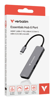 Verbatim 32156 gränssnittshubbar USB 3.2 Gen 1 (3.1 Gen 1) Type-C 5000 Mbit/s Grå