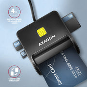 Axagon CRE-SM3SD USB Smart card & SD/microSD/SIM Flat läsare smarta kort inomhus USB