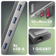 Axagon HMC-10HLS dockningsstationer för bärbara datorer Kabel USB 3.2 Gen 1 (3.1 Gen