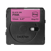 Brother BTAG-P31 etikett-tejp Svart på rosa