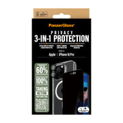 PanzerGlass 3-in-1 Privacy Protection Bundle iPhone 16 Pro Genomskinligt skärmskydd