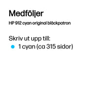 HP 912 cyan original bläckpatron