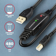 Axagon ADR-210B USB 2.0 A-M -> B-M active connecting/repeater cable 10m