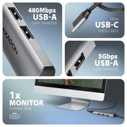 Axagon HMC-H3A dockningsstationer för bärbara datorer Kabel USB 3.2 Gen 1 (3.1 Gen