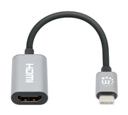 Manhattan 153973 videokabeladapter 0,11 m USB Type-C HDMI Grå