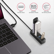 Axagon HUE-M1AL gränssnittshubbar USB 3.2 Gen 1 (3.1 Gen 1) Type-A 5000 Mbit/s Svart