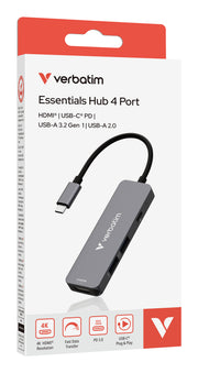 Verbatim 32155 gränssnittshubbar USB 3.2 Gen 1 (3.1 Gen 1) Type-C 5000 Mbit/s Grå