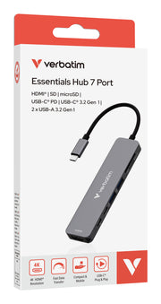 Verbatim 32158 gränssnittshubbar USB 3.2 Gen 1 (3.1 Gen 1) Type-C 5000 Mbit/s Grå