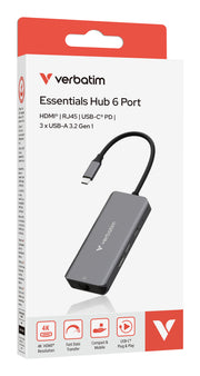 Verbatim 32157 gränssnittshubbar USB 3.2 Gen 1 (3.1 Gen 1) Type-C 5000 Mbit/s Grå