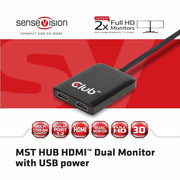 CLUB3D Multi Stream Transport Hub DisplayPort 1.2 to HDMI Dual Monitor