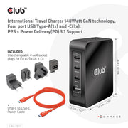CLUB3D CAC-1917 mobilladdare Universal Svart AC Snabb laddning inomhus