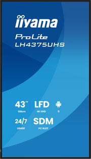 iiyama LH4375UHS-B2AG skyltställ Platt skärm för digital skyltning