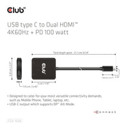 CLUB3D CSV-1558 bilddelare USB Type-C 2x HDMI