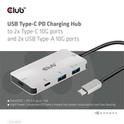 CLUB3D CSV-1543 gränssnittshubbar USB 3.2 Gen 2 (3.1 Gen 2) Type-C 10000 Mbit/s Svart