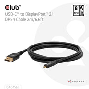 CLUB3D CAC-1563 videokabeladapter 2 m USB Type-C DisplayPort Svart