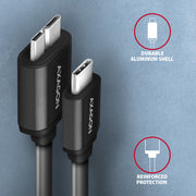 Axagon BUMM3-CM10AB USB-kablar USB 3.2 Gen 1 (3.1 Gen 1) 1 m Micro-USB B USB C 5
