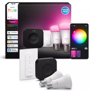 Philips Hue White och Color Ambiance Startpaket: 2 st E27 smarta ljuskällor + Dimmer
