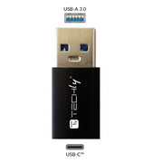 Techly IADAP USB3-AFT kabelomvandlare (hane/hona) USB A USB C Svart