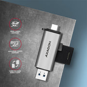 Axagon CRE-SAC kortläsare USB 3.0 Type-A/Type-C Grå