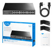 Cudy GS1024 nätverksswitchar Ohanterad Gigabit Ethernet (10/100/1000) Svart