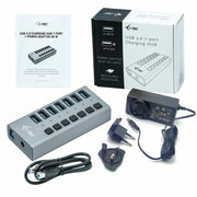i-tec U3CHARGEHUB7 mobilladdare Universal Grå AC Snabb laddning inomhus