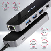 Axagon HMC-6GL dockningsstationer för bärbara datorer Kabel USB 3.2 Gen 1 (3.1 Gen