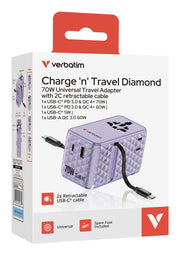 Verbatim Charge 'n' Travel 70W Universal Lila AC Snabb laddning inomhus