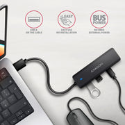 Axagon HUE-C2A gränssnittshubbar USB 3.2 Gen 1 (3.1 Gen 1) Type-A 5000 Mbit/s Svart
