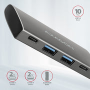 Axagon HMC-4G2 gränssnittshubbar USB 3.2 Gen 2 (3.1 Gen 2) Type-C 10000 Mbit/s Grå