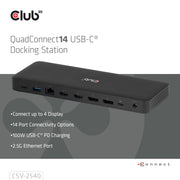 CLUB3D CSV-2540 dockningsstationer för bärbara datorer Dockning USB 3.2 Gen 1 (3.1