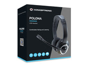 Conceptronic POLONA Headset Kabel Huvudband Samtal/musik USB Type-A Svart