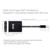 CLUB3D CSV-1555 videokabeladapter 1,5 m USB Type-C 2 x DisplayPort Svart