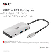 CLUB3D CSV-1543 gränssnittshubbar USB 3.2 Gen 2 (3.1 Gen 2) Type-C 10000 Mbit/s Svart
