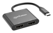 Manhattan 154321 videokabeladapter 0,15 m USB Type-C 2 x HDMI Svart