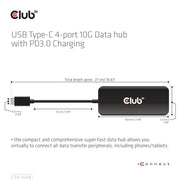 CLUB3D CSV-1548 gränssnittshubbar USB 3.2 Gen 1 (3.1 Gen 1) Type-C Svart