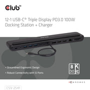 CLUB3D CSV-2541 dockningsstationer för bärbara datorer Dockning USB 3.2 Gen 1 (3.1