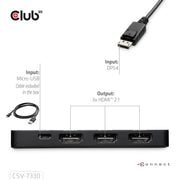 CLUB3D CSV-7330 dockningsstationer för bärbara datorer DisplayPort Svart