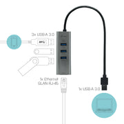i-tec Metal U3METALG3HUB gränssnittshubbar USB 3.2 Gen 1 (3.1 Gen 1) Type-A 5000