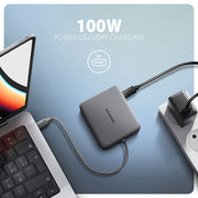 Axagon N HMC-5HL USB 5Gbps hub 2x USB-A HDMI 4k/60Hz RJ-45 GLAN PD 100W kabel USB-C
