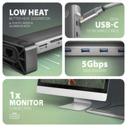 Axagon HMC-10HLS dockningsstationer för bärbara datorer Kabel USB 3.2 Gen 1 (3.1 Gen