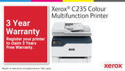 Xerox C235 A4 22 ppm trådlös kopiering/utskrift/scanning/fax PS3 PCL5e/6 ADF 2