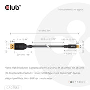CLUB3D CAC-1559 videokabeladapter 1 m USB Type-C DisplayPort Svart