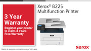 Xerox B225 A4 34 ppm trådlös dubbelkopiering/utskrift/scanning PS3 PCL5e/6 ADF 2